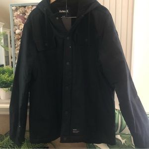 NWT Hurley Charger Black Hooded Sherpa Coat XXL